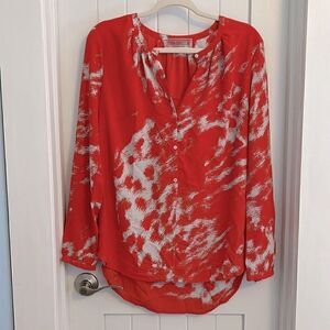 Yoana Baraschi Bitton Front Blouse Orange Gray Abstract Size Medium